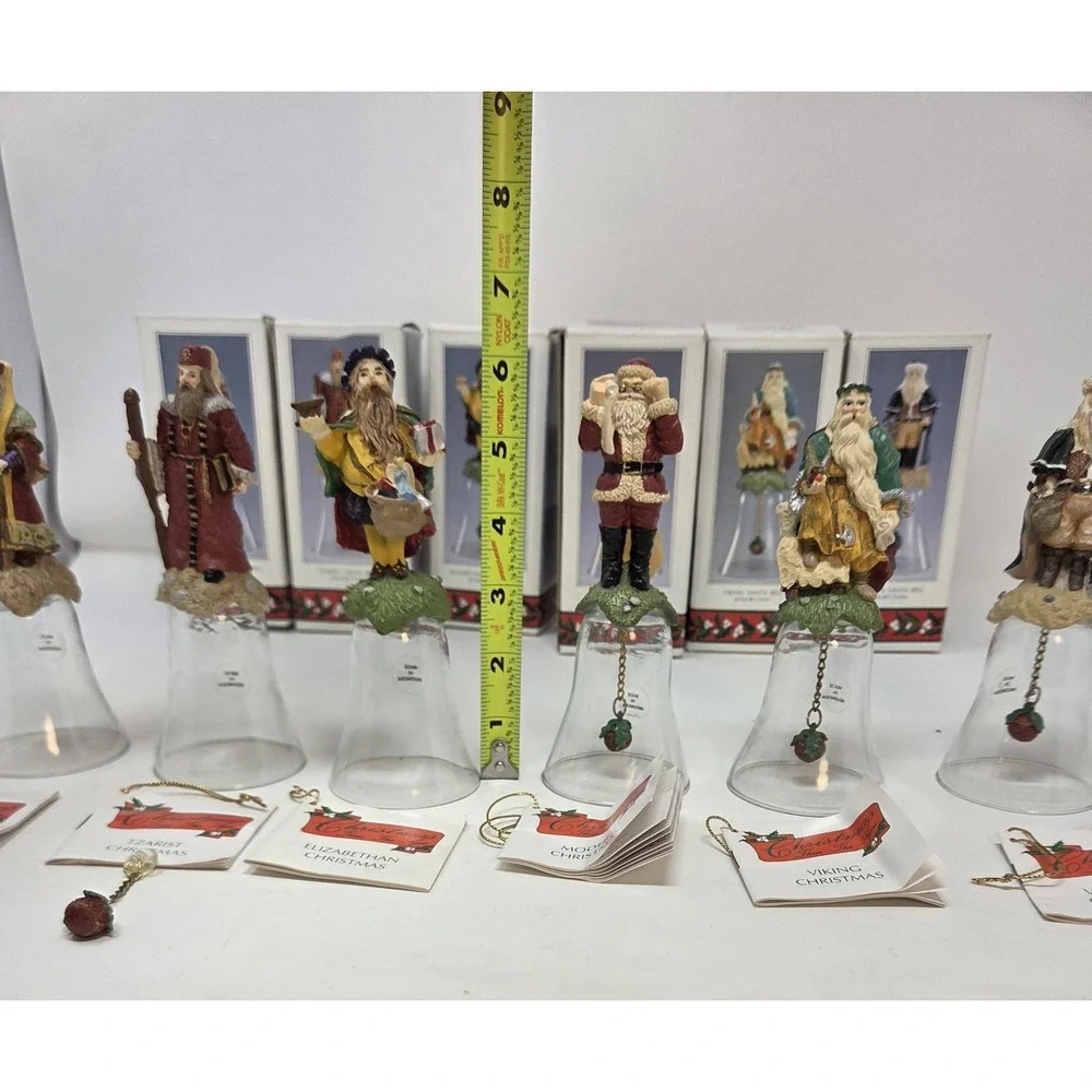 1992 Novelino Santa Bell Lot Christmas Thru The Ages Set of 6 in Boxes